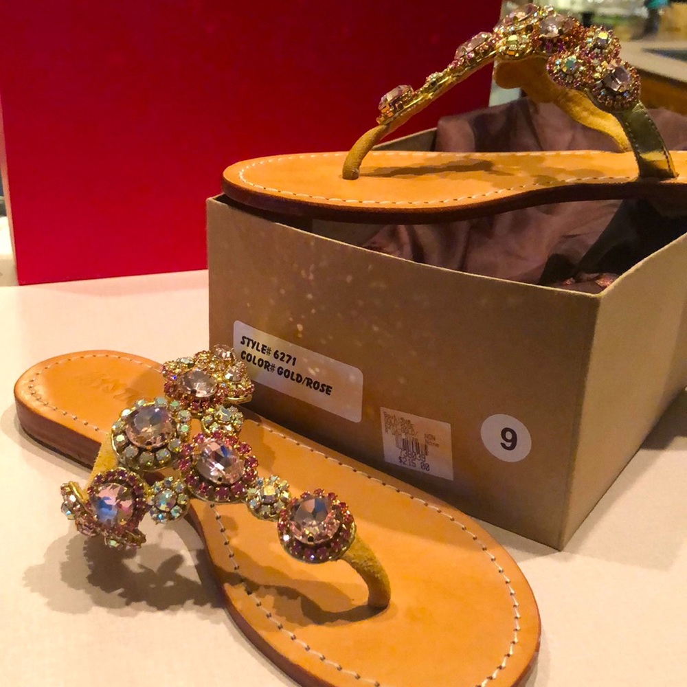 Mystiques jeweled sandals worn once with tag still on bottom